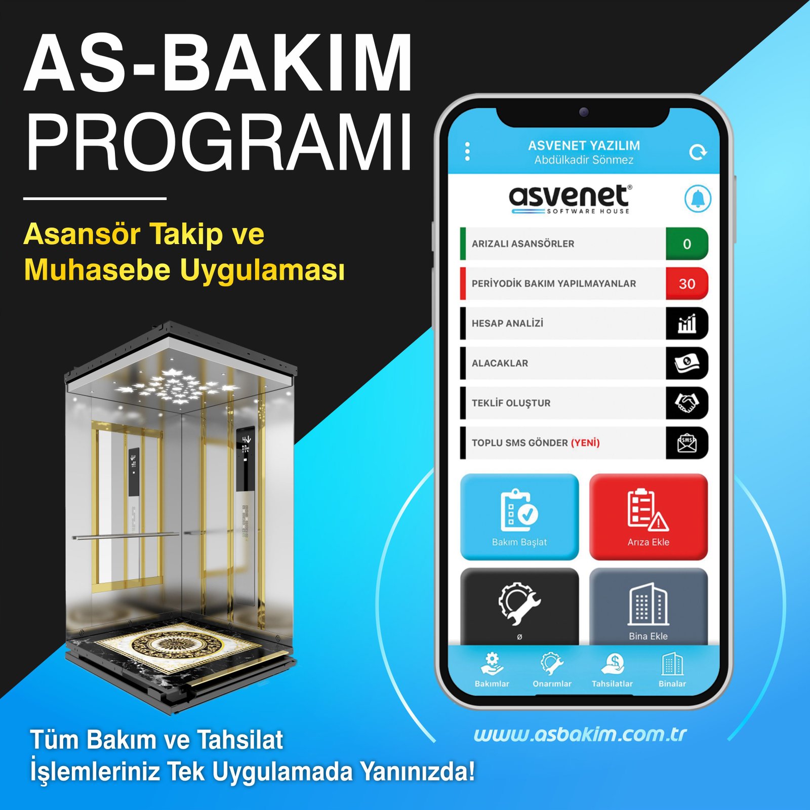 Asansör bakım programı Asbakım yazılımı ile bakım takibi